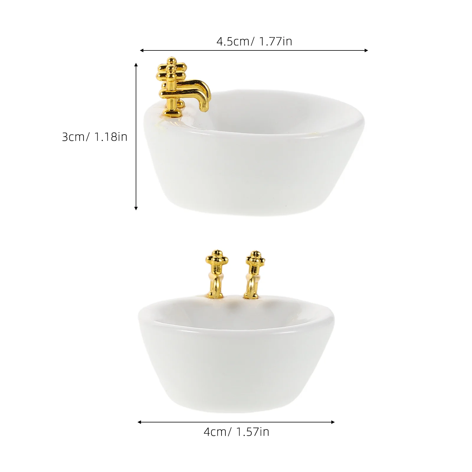 3pcs 미니어처 인형 집 욕실 액세서리 1:12 스케일 인형 집 욕실 주방 장식 플레이 세트 용 작은 흰색 싱크 세트