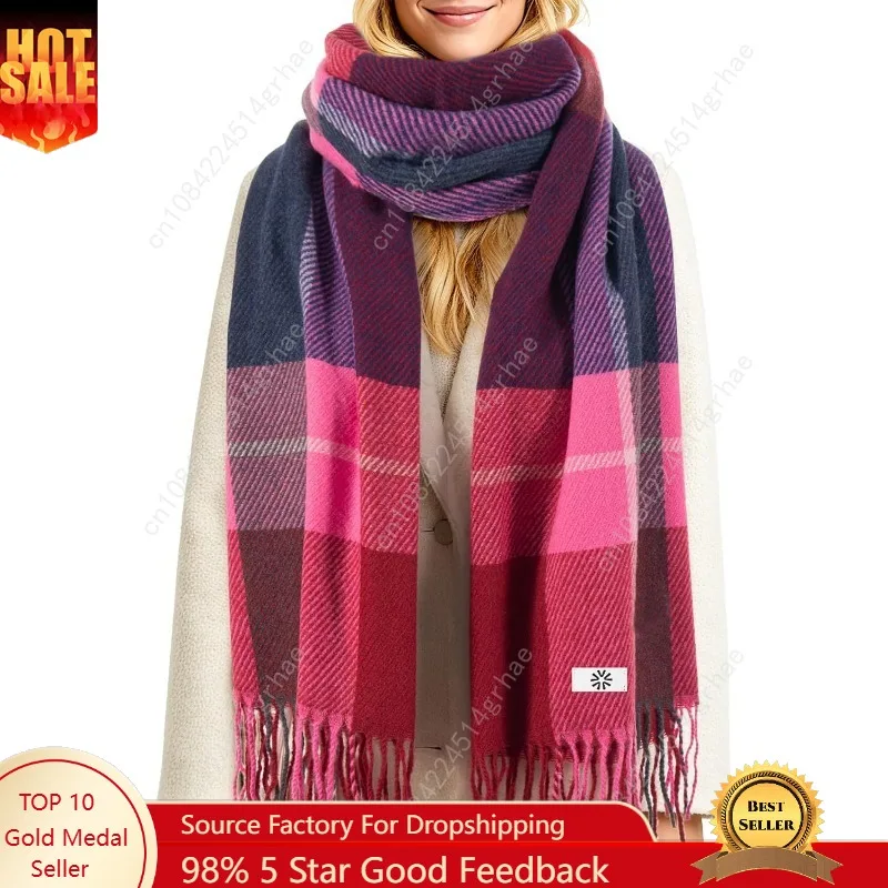 

Winter Women's Scarf Long Checkered Scarf Warm, Rustic, Loose-Fitting Winter and Autumn Blanket shawl Gift