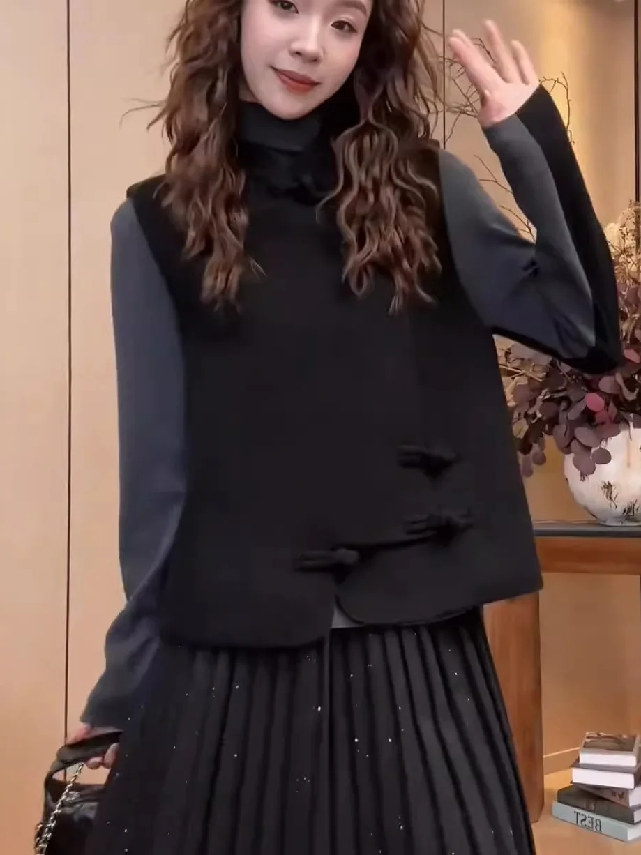 

Ele Red Chinese Sle Women's Vest Svel round Ne Year End Celebration Faion Outerwear Lightweight Luxury