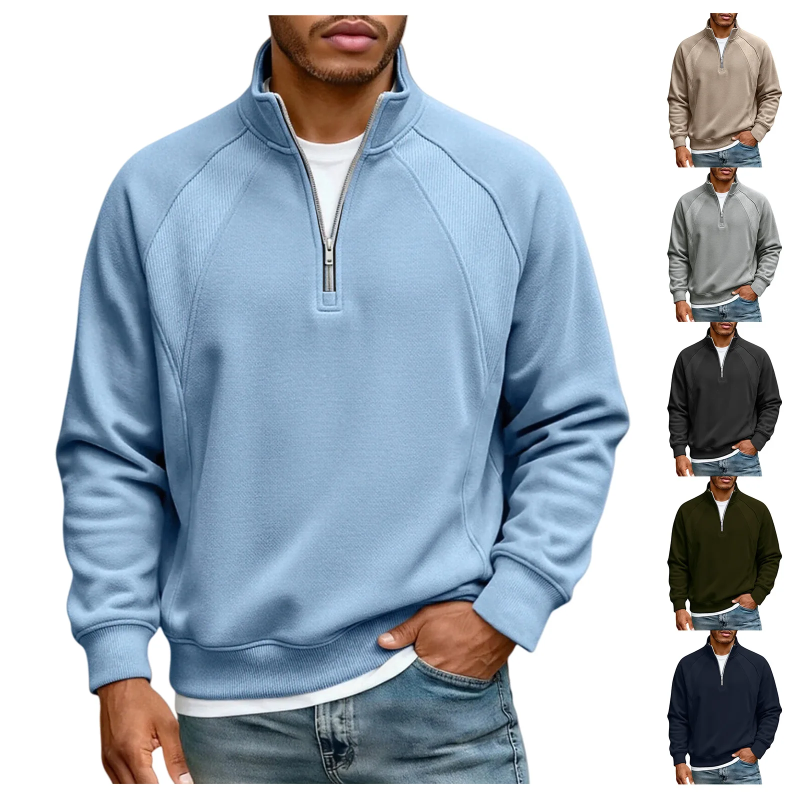 

New Spring & Autumn Minimalist Half-Zip Sweatshirt, Fashionable Temperament, Trendy, Versatile, Literary & Popular Top