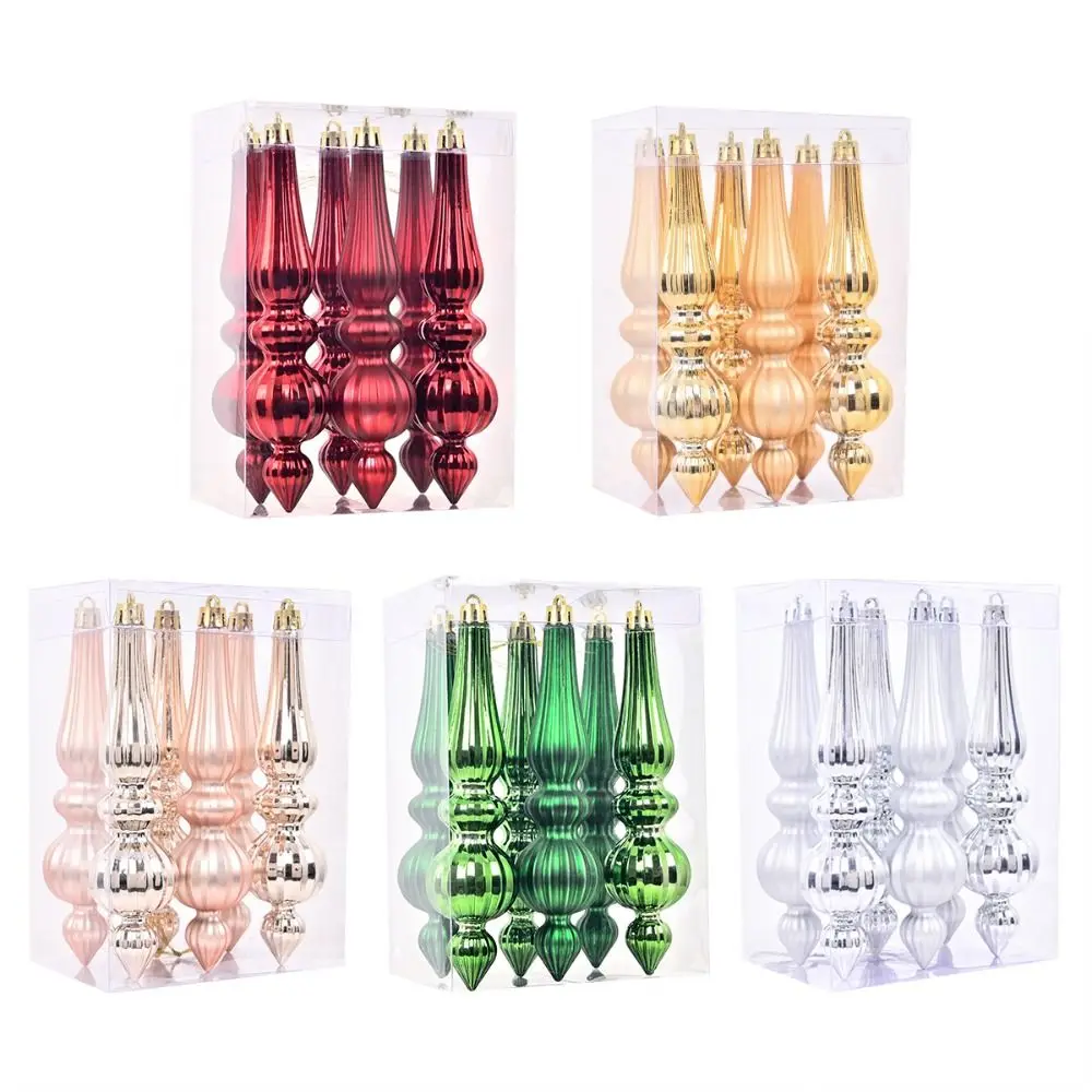 لوحات ملونة على شكل مخروطي كرة عيد الميلاد قطرات الماء كرة بلاستيكية معلقة لشجرة عيد الميلاد مطلية بالكهرباء بنفسك