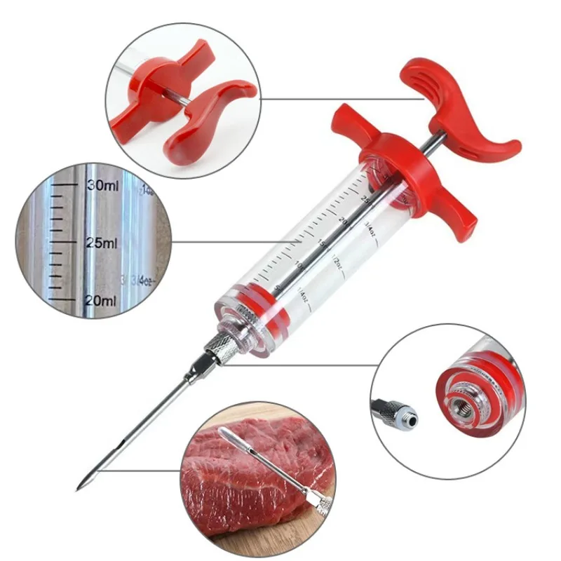 kitchen Meat Syringe With 3 Marinade Injector Needles for BBQ Grill Turkey Injector Kit Marinade Flavor Injector