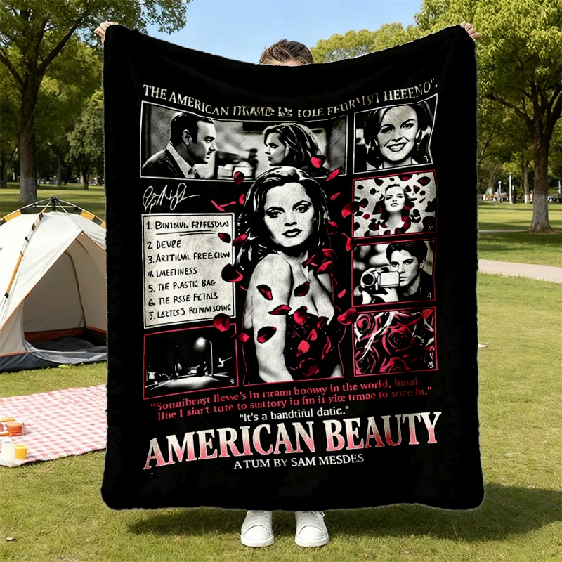 American Beauty 1999 Film Graphic Flannel Throw Rose Petals Cinema Flannel Blanket