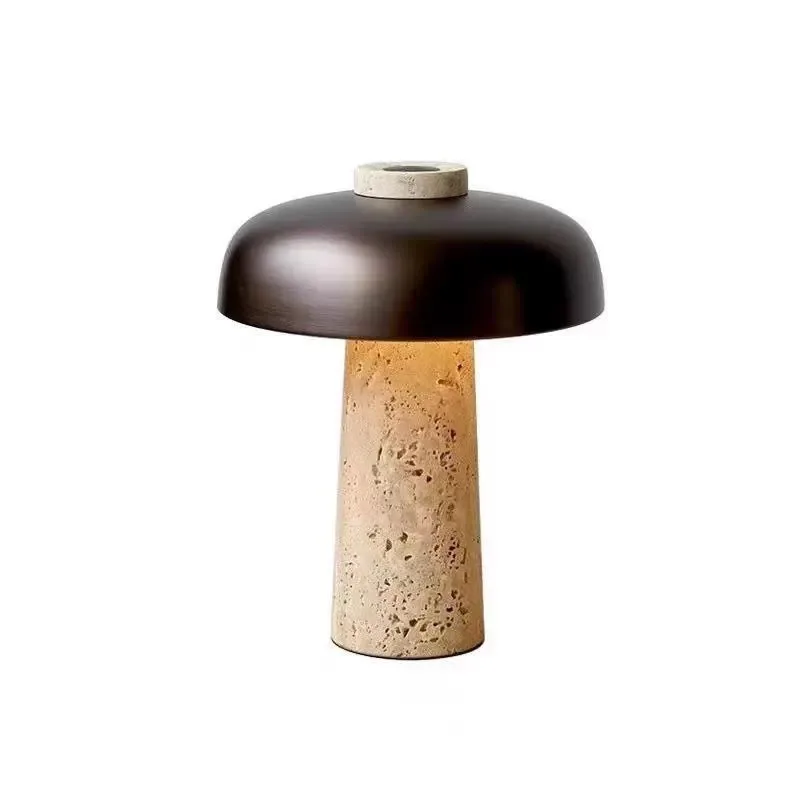 

Natural yellow travertine mushroom desk lamp living room bedroom study retro creative bedside lamp