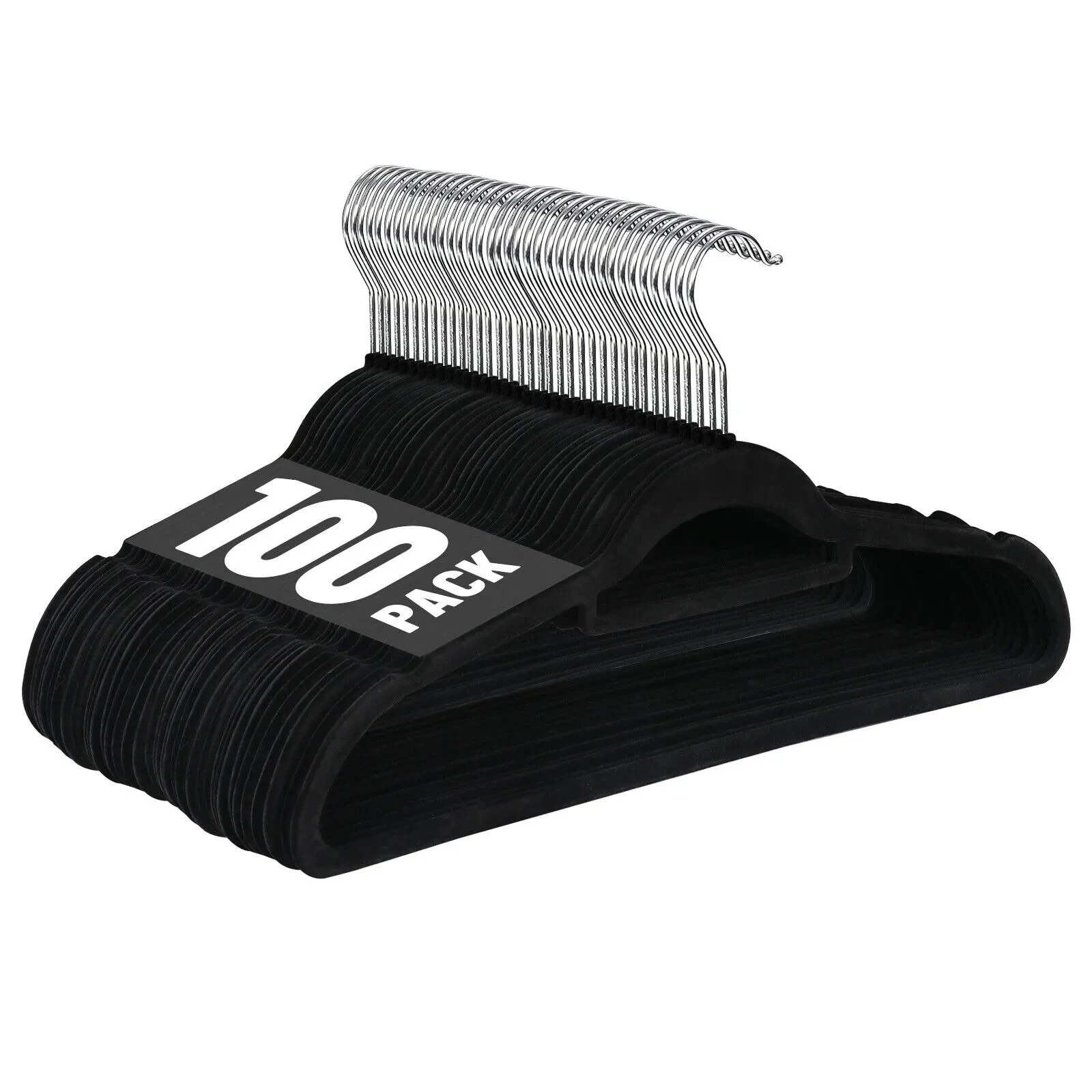 

#For 100PCS Black Velvet Hangers Non-Slip Clothes Hangers Premium 360° Swivel Hook&