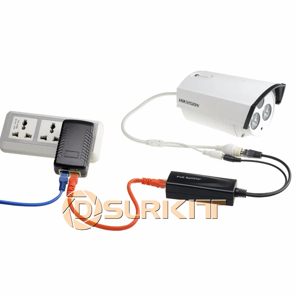 DSLRKIT Power Over Ethernet Kit PoE(48V Injector+ 12V Active Splitter) for IP camera AP