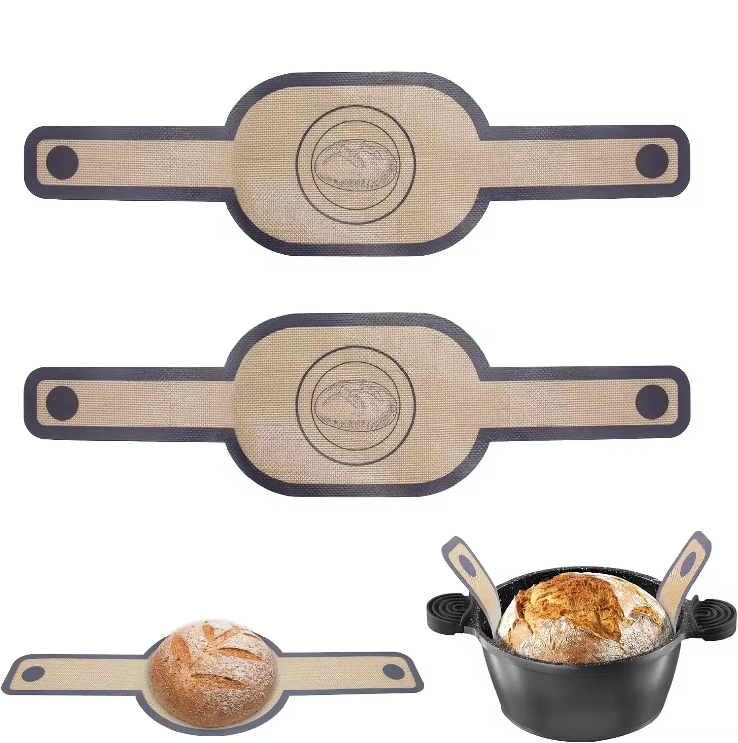 

Hot-selling Silicone Baking Mat Dutch Oven Bread Baking Mat Long Handle Non Stick Baking Mat Bread Sling Silicone Sling Reusable