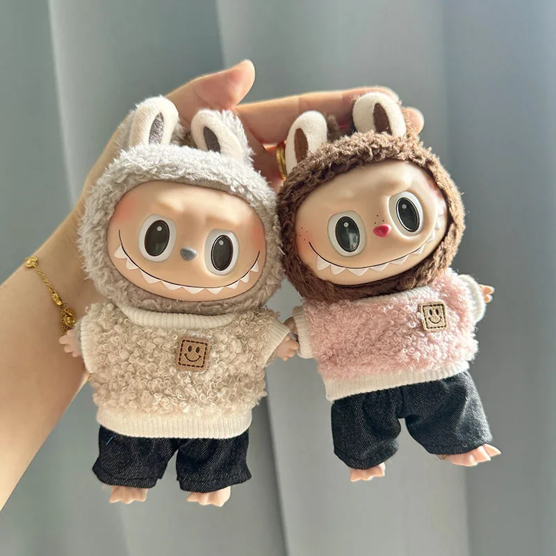 

4 Styles 17cm Labubu Doll Clothes Hoodies Doll Accessories Cute Clothes Fashion Korea Kpop Exo Labubu Jumpsuit DIY Girl Gift