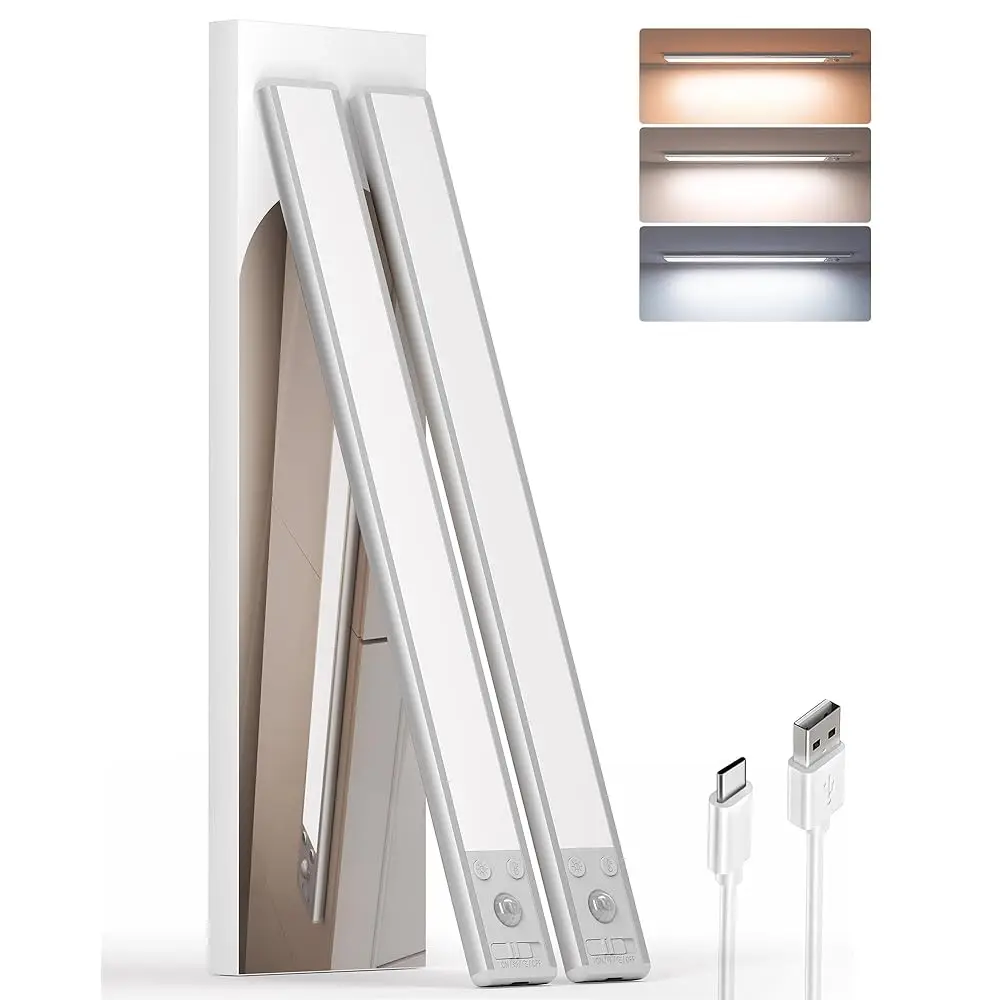 

134 Led Under Cabinet Lights, 3200Mah Recharge Sensor Light Indoor With 3 Color Temps, Dimmable Closet Lights Wireless,Under