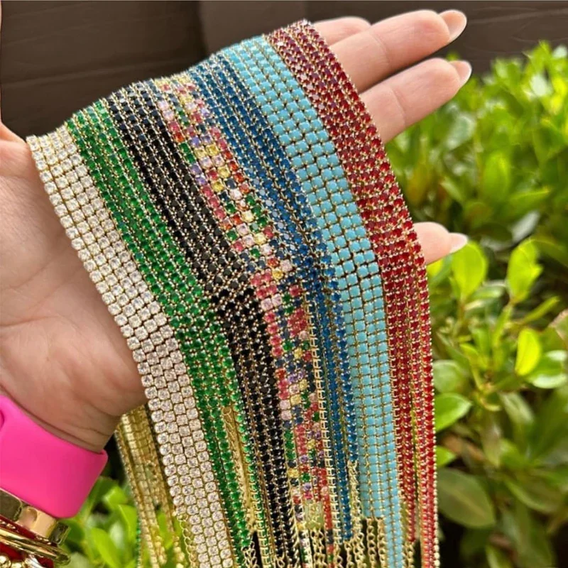 Luxury AAA+ 3mm CZ 1 Row Shiny Tennis Chain Necklace HipHop Iced Out Bling Cubic Zircon Choker Jewelry Gold Plated For Women