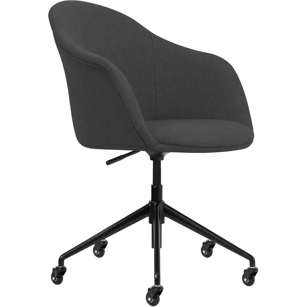 

Commercial-Grade Swivel Chair with Wheels for Offices and Conference Rooms, Charcoal Poly-Cotton Fabric