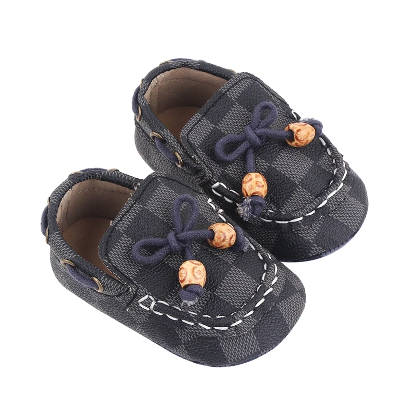 

Baby Boys Girls Moccasins Anti-Skid Soft Slip-on Crib Shoes Checkerboard Slippers for Infants