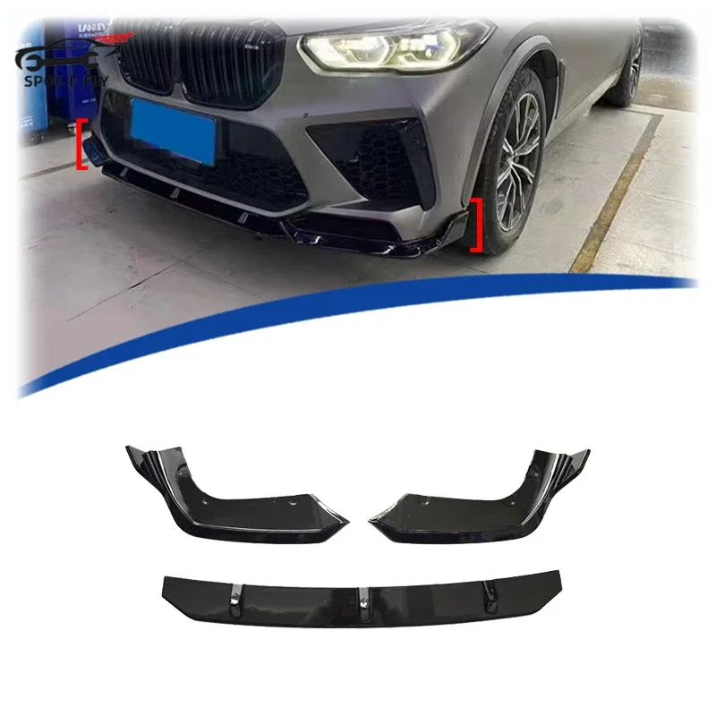 For BMW F95 X5M 2019+ High Quality ABS Car Front Lip Bumper Spoiler Glossy Black Splitter Body Kits Guard Accessories