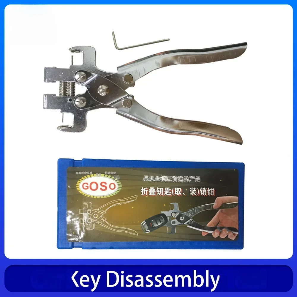 

Car Key Disassembly Pliers – Remote Key Folding Tool for Installing Flip Key Blades & Removing Pins – Locksmith Repair Kit