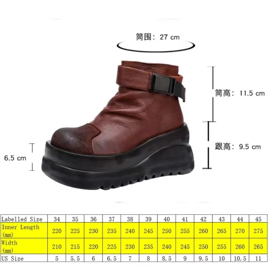 Krasovki 9.5cm Natural Genuine Leather Fashion Women Shoes Ankle Booties Autumn Motorcycle Spring Boots Moccasins Chimney Ladies