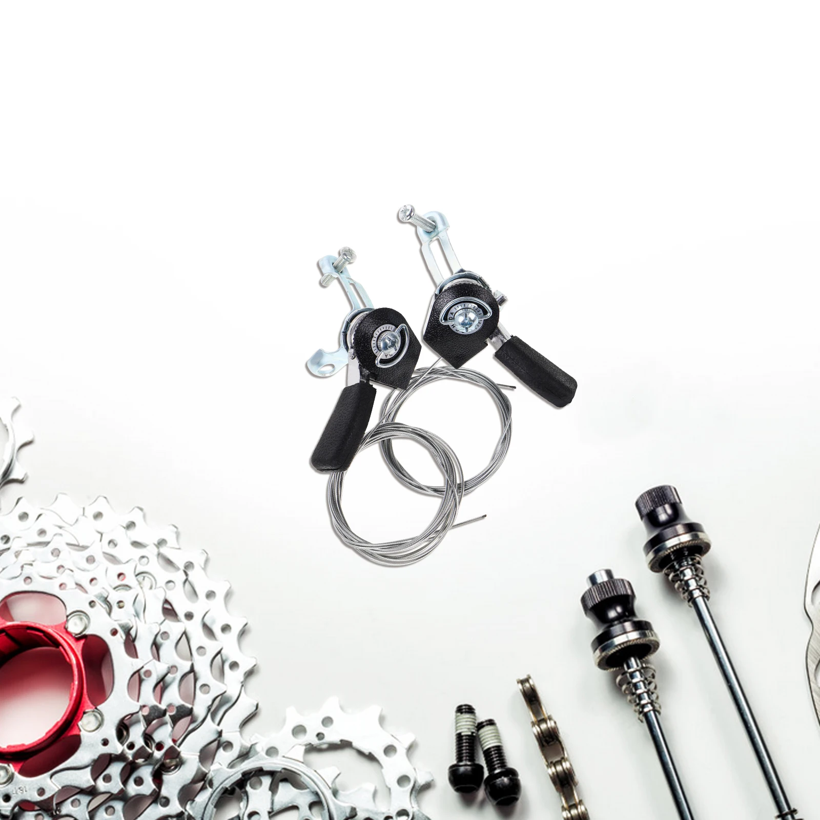 

1 Pair Aluminum Bike Shifter Ergonomic Split Design Lightweight Durable Throttle Cable Friction Thumb Shifter Precise Speed