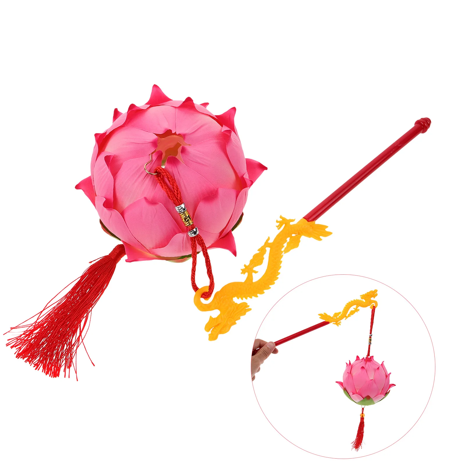 

Lotus Lamp H held Lantern Mid Autumn Festival Decor Cloth Plastic Lightweight Fairy Lantern Outdoor Photography Props