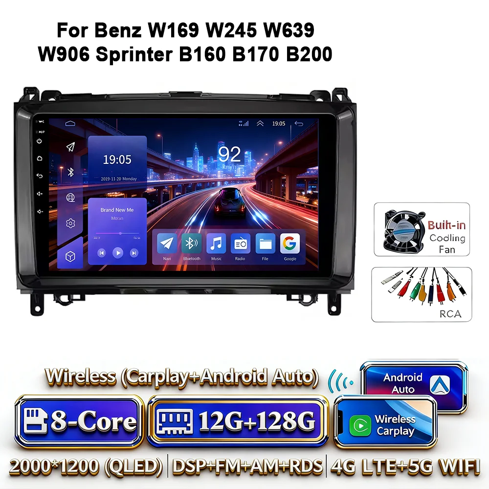 Android 17 autoradio 4G WIFI Carplay voor Mercedes-Benz W169 W245 W639 2005-2012 B160 B200 TPMS DAB OBD 2 DVD GPS touchscreen