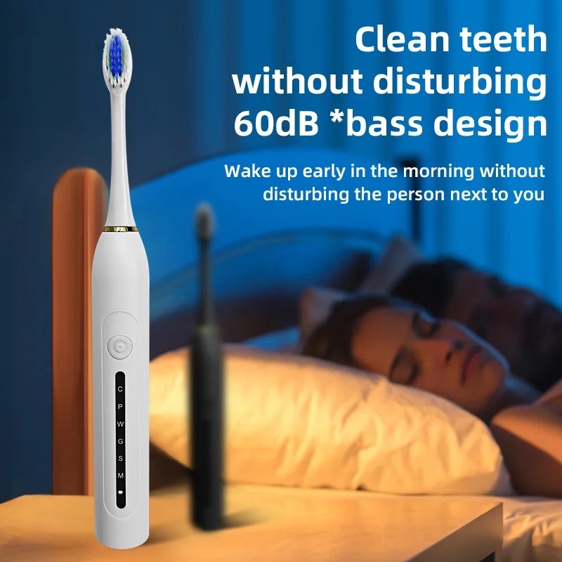 TOWODE Smart Electric Toothbrush Timing Tooth Brush USB Rechargeable Teeth Clean Whitening Sonic Toothbrush With Replacement