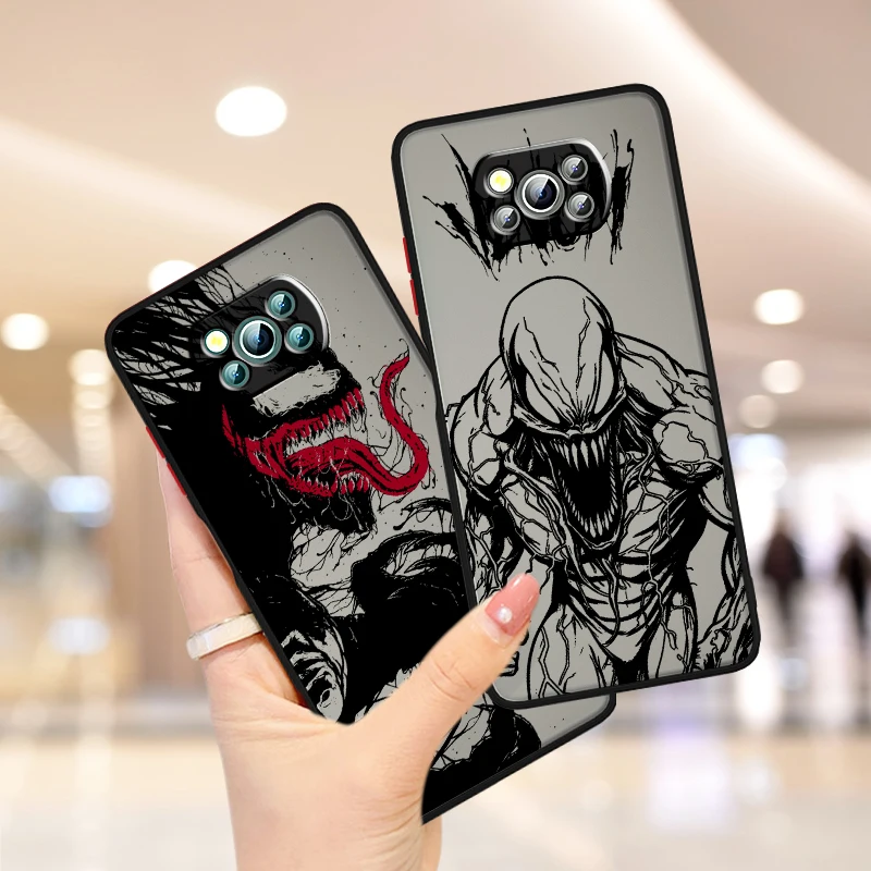 Venom Popular Art Cool Marve Frosted Translucent For Xiaomi Mi Poco X5 X4 X3 M6 M5S M5 M4 M3 F5 F4 F3 F6 Pro 5G TPU Phone Case