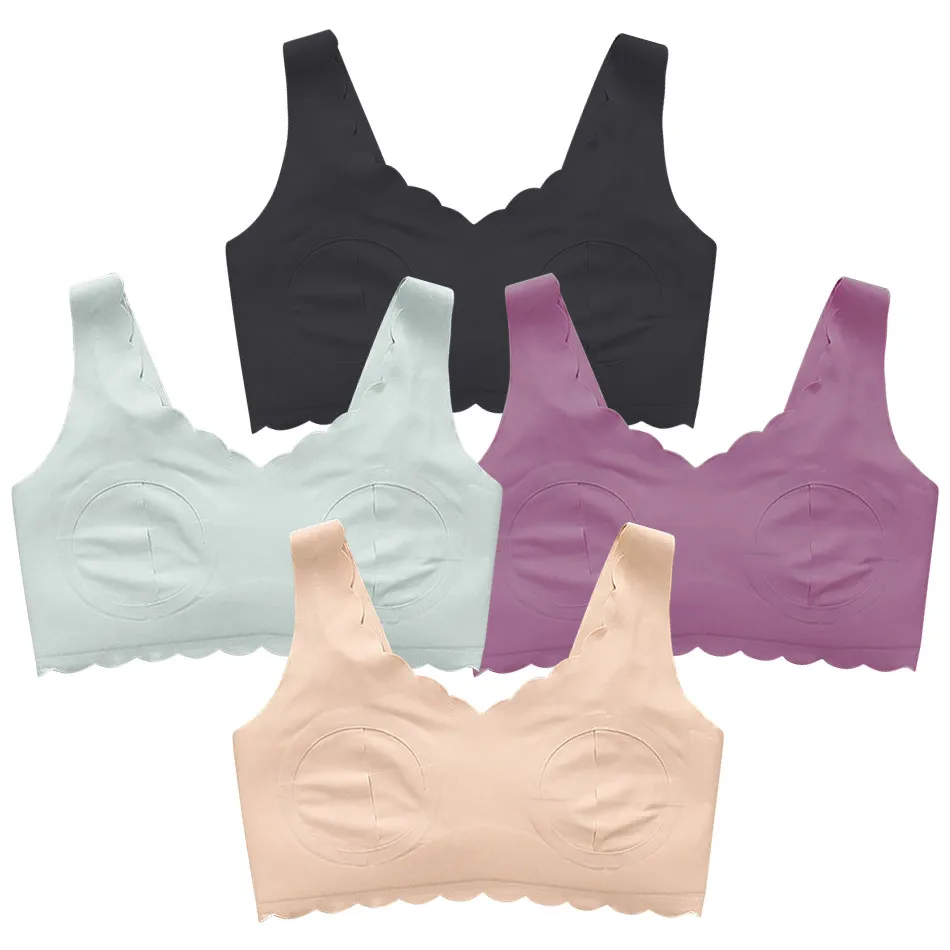 Women High Elastic And Comfortable Solid Color Breastfeeding Bra The Rear Four Rows And Four Buckles Are Stable And Adjustable