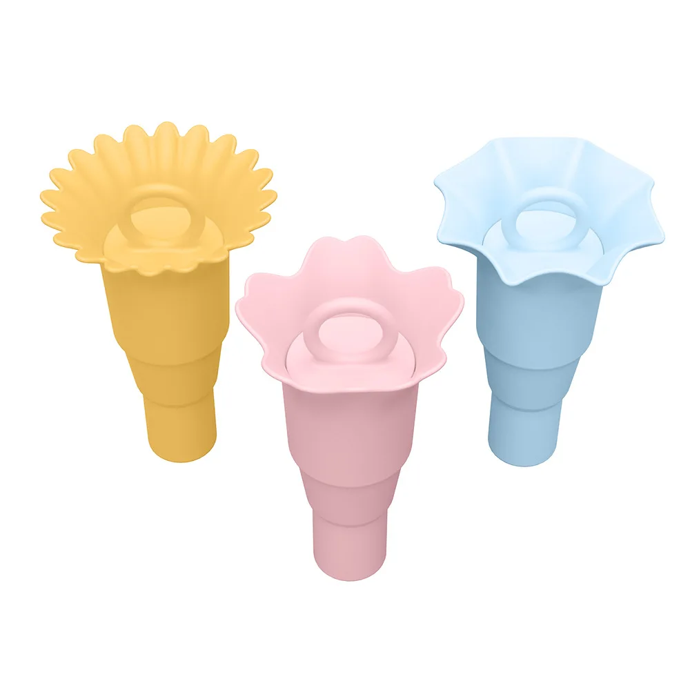 

3pcs of Children's Telescopic and Foldable Multifunctional Anti-drip Silicone Ice Cream Cone Popsicle Holder For Easy Portabily