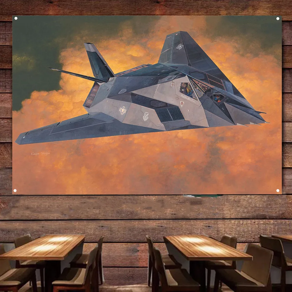 F-117A Nighthawk Stealth Fighter Flag Hanging Banners U.S. Air Force Aviation Military Art Poster Wall Art Tapestry Home Decor