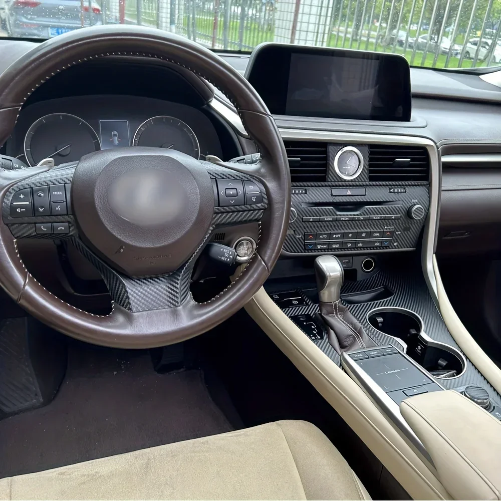 For Lexus RX RX300 RX350 RX400 RX500 Interior Central Control Panel Carbon Fiber Stickers Decals Car Styling Accessorie