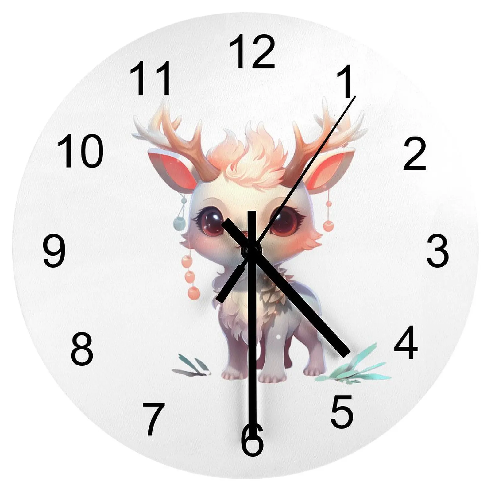 

Dining Room Wall Clock Christmas angel deer Clocks 12 inch Silent Fashion Round Artistic Durable Nordic