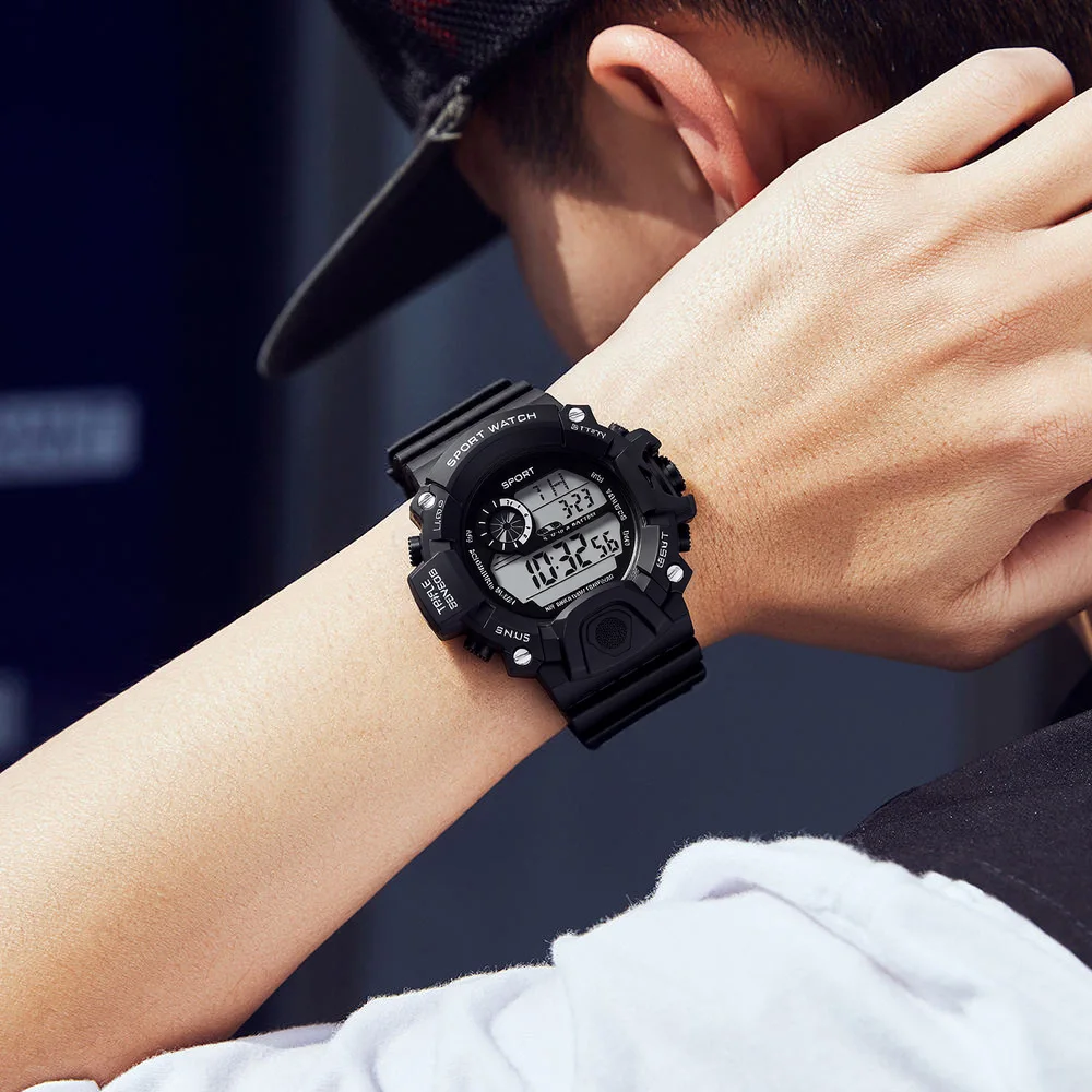 ساعة رقمية رياضية خارجية، مؤقت عرض مزدوج LED متعدد الوظائف، تقويم، ساعة منبه، ساعة رقمية للمراهقين والطلاب