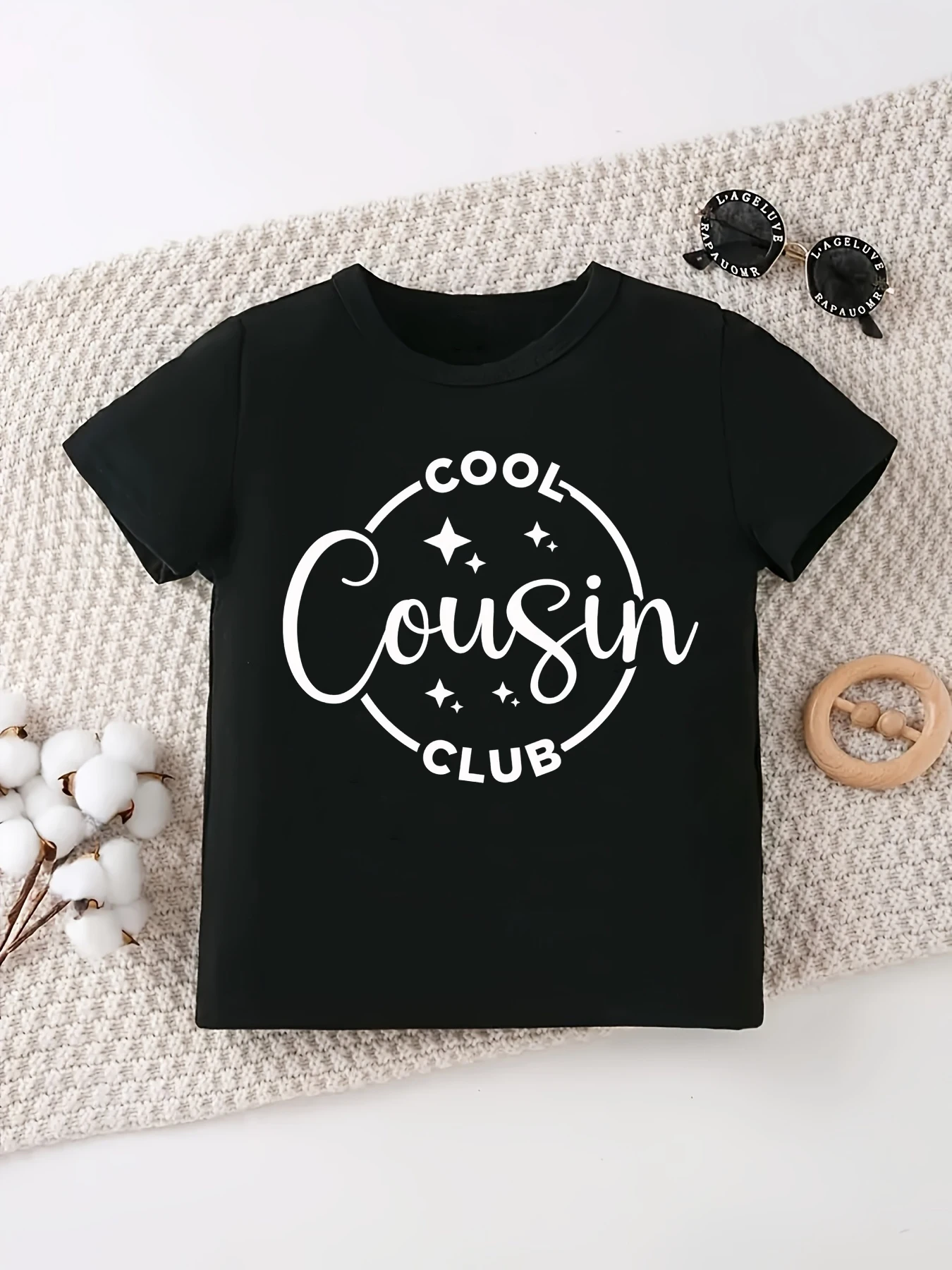

Cool Cousin Club Circle Stars Letter Printed T Shirt Girls/Boys Summer Short Sleeve Shirt Kawaii Kids Clothes