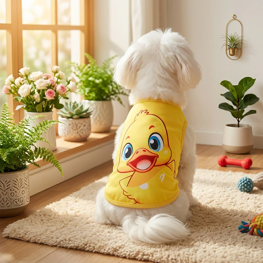 Jersey de punto con estampado de pato amarillo para perros y gatos – Cómodo para diario - imagen 2