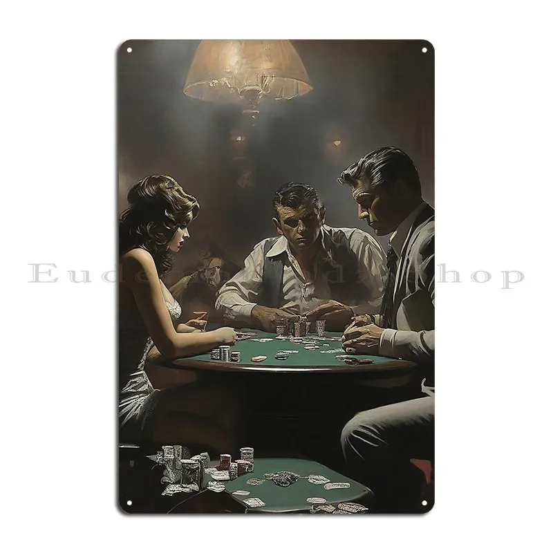 Mafia Poker Night A High Stakes Design For Card Game Enthusiasts Metal Plaque Design Kitchen Printing Garage Tin Sign Poster