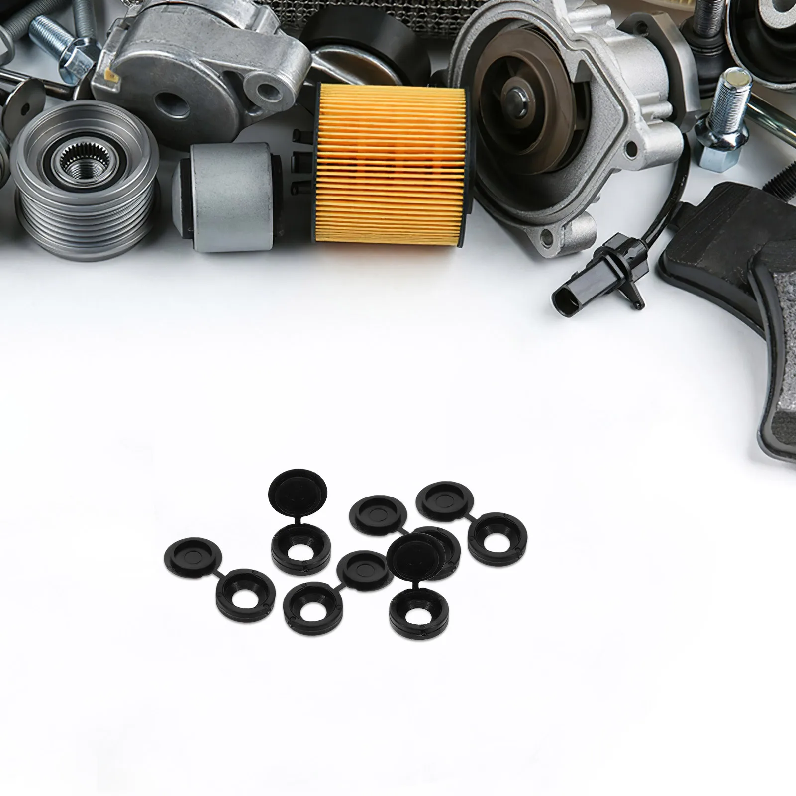 

10Pcs Automotive Decorative Clips Black Plastic Hinged Screw Caps Easy Install Folding Screw Head Covers Protection Snap Washer