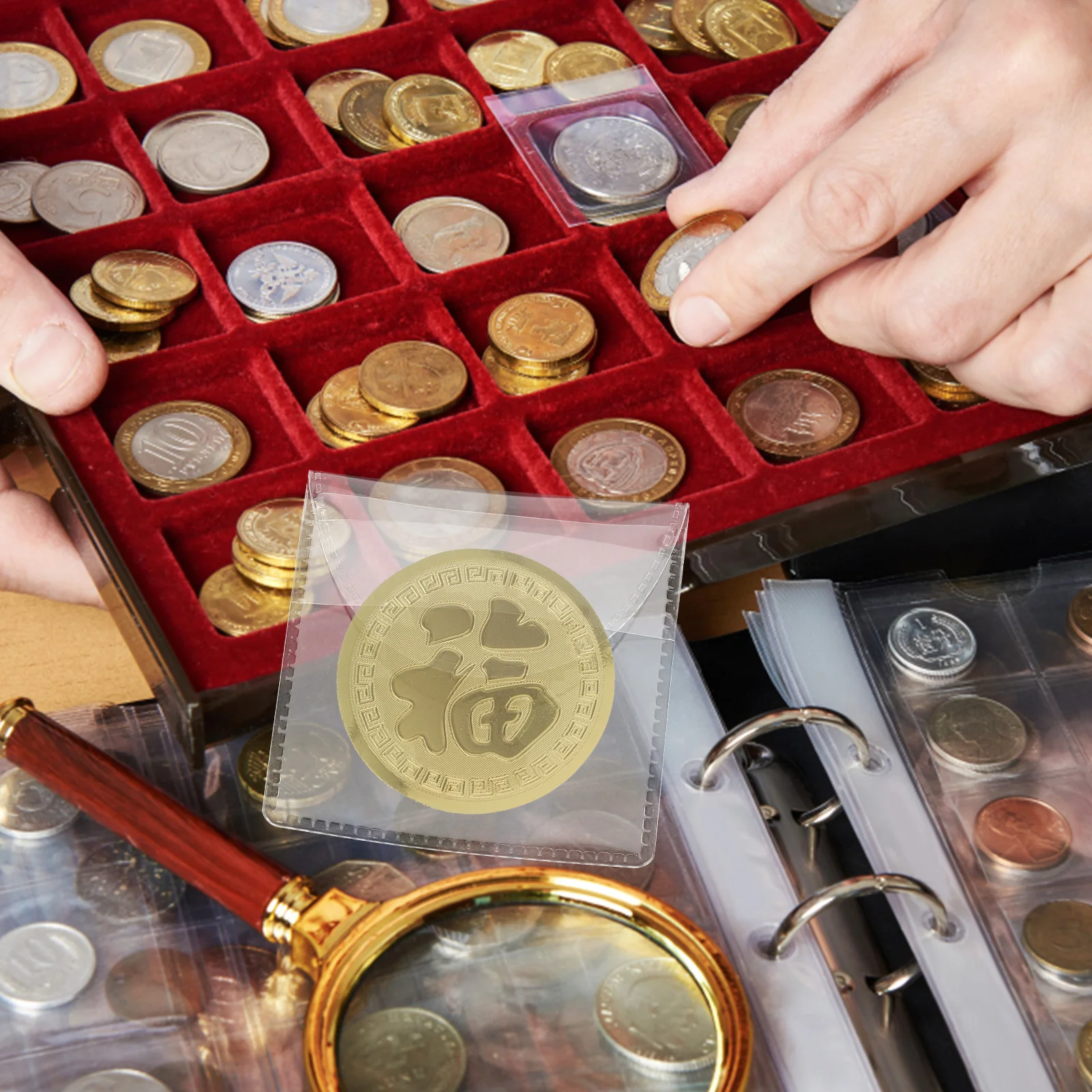 40 pezzi di protezione per monete buste trasparenti album di valuta collezionisti regalo sacchetto di immagazzinaggio di monete trasparente buste per valuta trasparenti