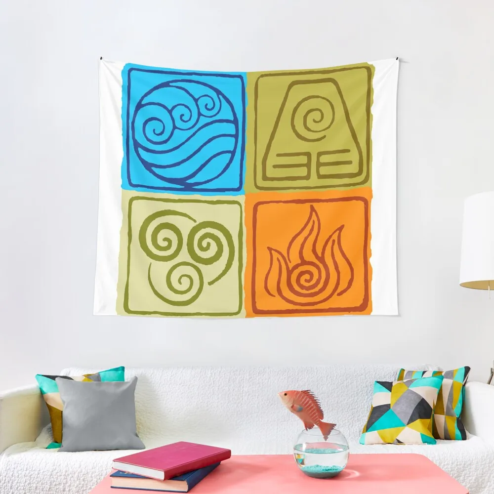 

The Four Elements - Avatar: The Last Airbender Tapestry Room Ornaments Bathroom Decor Living Room Decoration Tapestry