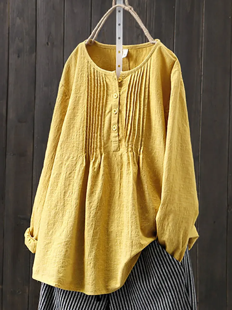 Tessuto da donna rotondo Ne di media lunghezza irt Casual Sle Long Sve Loose Fit in poliestere di colore puro irt per l'autunno