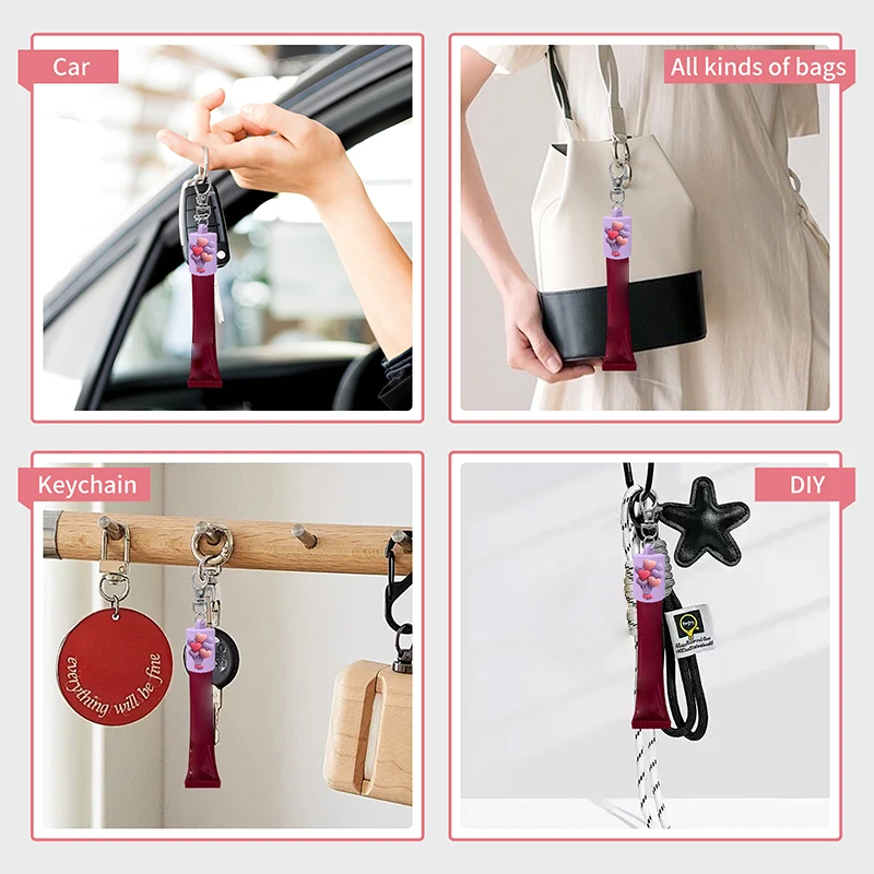 Bolsa de lápiz labial portátil, bolsa de maquillaje, bolsa de bálsamo labial, llavero, soporte, cubierta protectora, tapa con forma de globo para bálsamo de brillo de labios