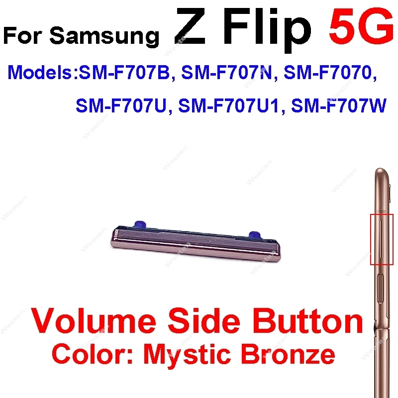 Side Volume Up Down Buttons  Keys For Samsung Galaxy Z Flip 1 2 3 4 Flip 1 Flip 2 Flip 3 Flip 4 F700 F707B F711N F721W 4G 5G 