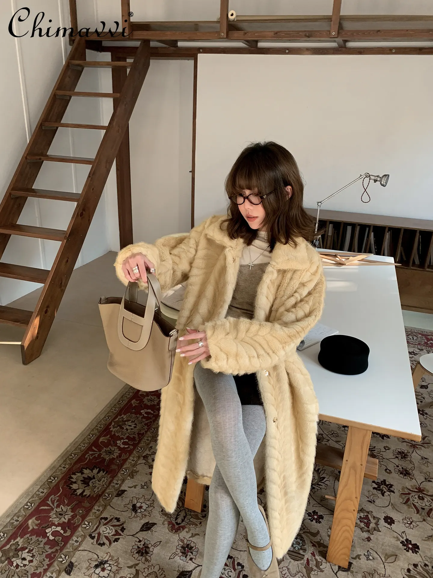 

High-End Fashion Faux Fur Long Coat 2025 Winter Clothes New Women's Long Sleeve Warm Thick Elegant Mink Fur Sheepskin Coat