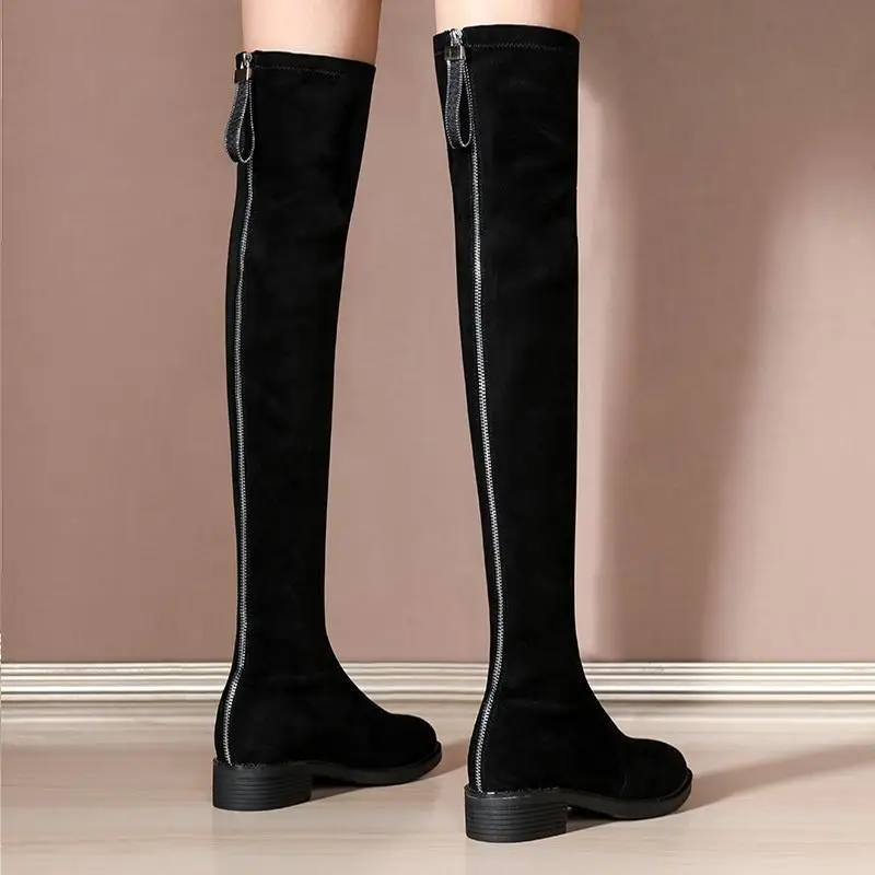 Footwear Above Over The Knee Ladies Boots Thigh High Tassel Shoes for Women Elegant with Low Heels Elastic Cosplay on Promotion