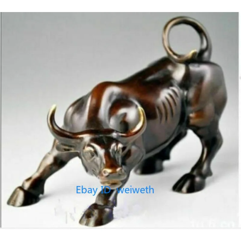 

Big Wall Street Bronze Fierce Bull OX Statue 18CM