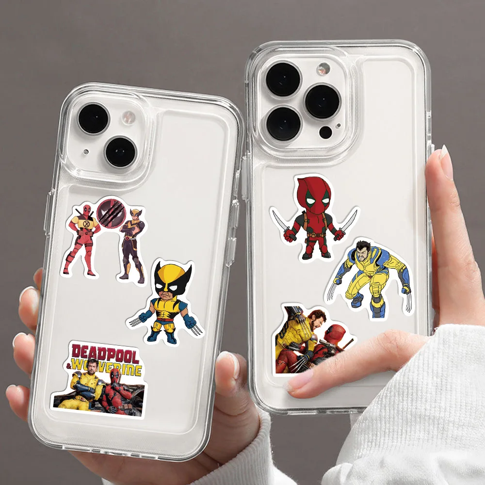 Pegatinas impermeables de dibujos animados de Deadpool y Lobezno, 50 piezas, para ordenador portátil, equipaje, DIY