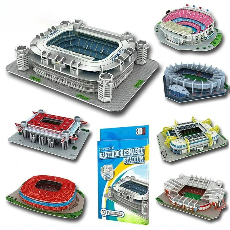 Miniature Football Field 3D DIY Puzzle World Famous Stadiums Models Football Game Peripheral Toys Fans Birthday Toys Gifts