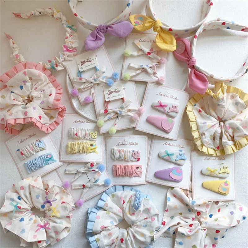 

Заколки для волос с цветочным кружевом и бантом, повязки на голову, резинки для волос для девочек, эластичные держатели для хвоста, милые заколки для челки, аксессуары для волос