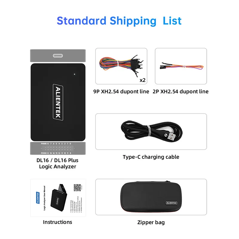 ALIENTEK DL16 محلل المنطق 250 ميجا هرتز أقصى معدل العينة ARM FPGA برنامج فك تشفير بروتوكول التصحيح لأدوات هندسة الإلكترونيات