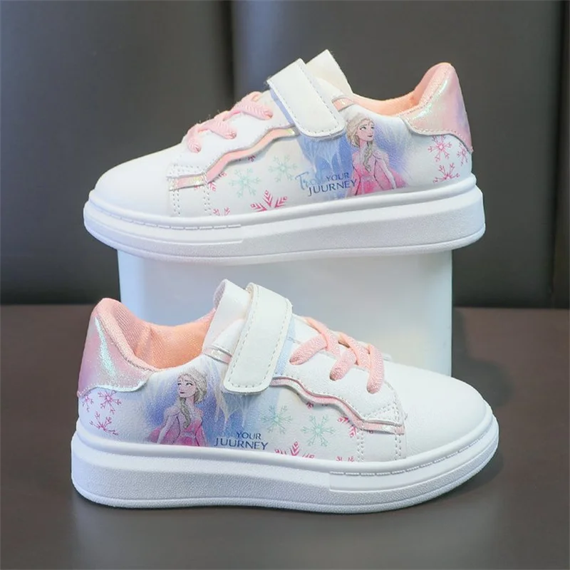 Disney Kids Girls Shoes Children Sneakers Girls Elsa Frozen Princess Casual Sport Shoes Student Shoes Teen Shoes Size 26-37