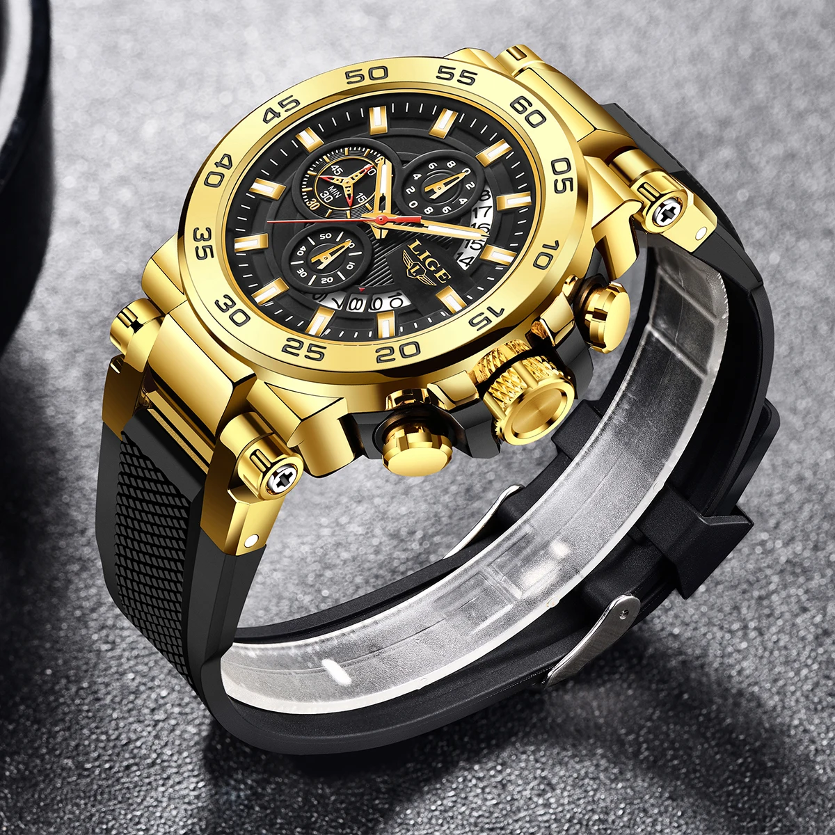 Nuevos relojes para hombre LIGE, marca de lujo, reloj con esfera grande, reloj de pulsera de cuarzo resistente al agua para hombre, reloj cronógrafo deportivo, reloj Masculino