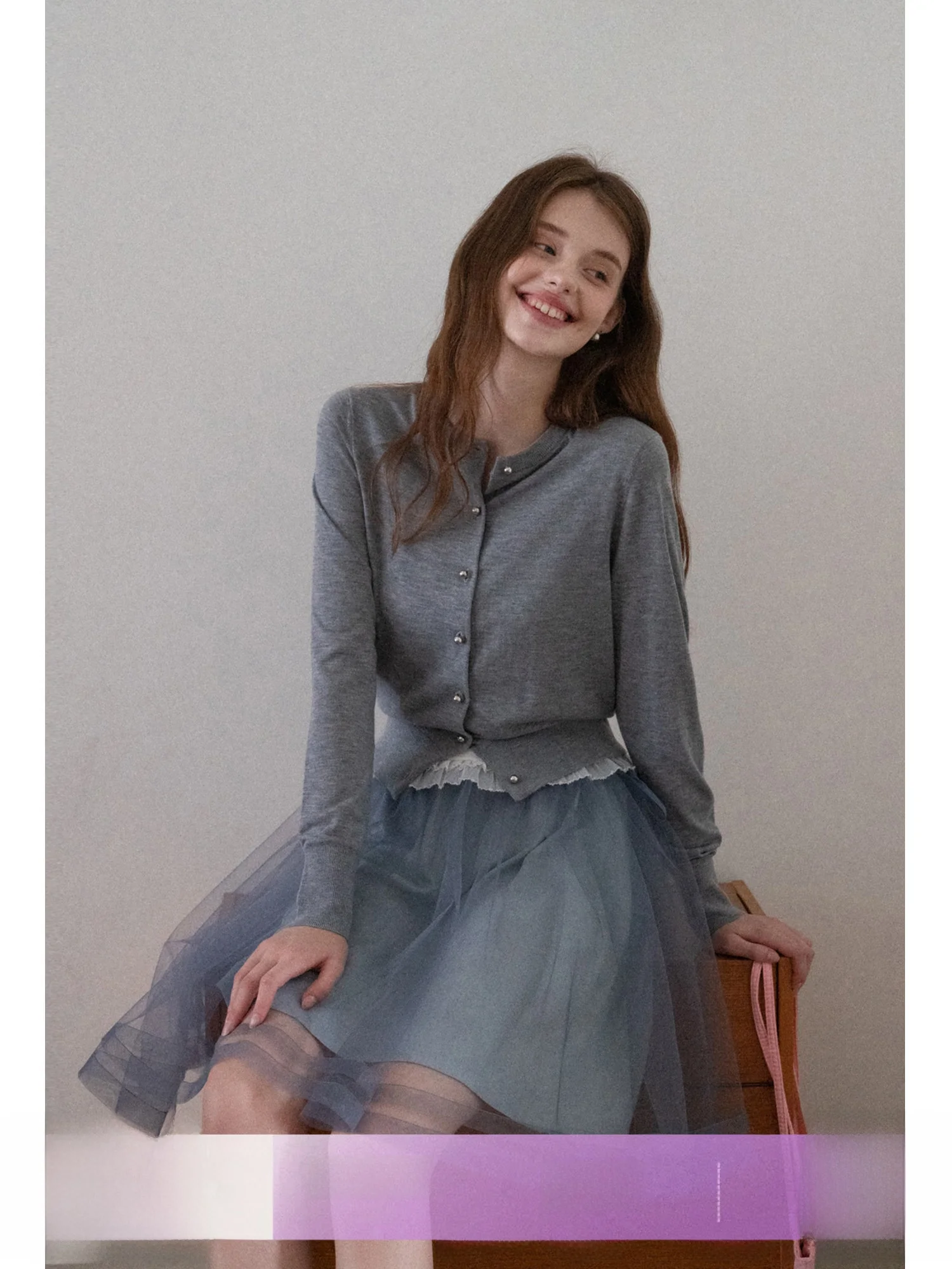 

EGGKA round Neck Knitted Sun Protection Air Conditioned Long Sleeve Short Top Women's Commute Style Polyester Fiber Blend