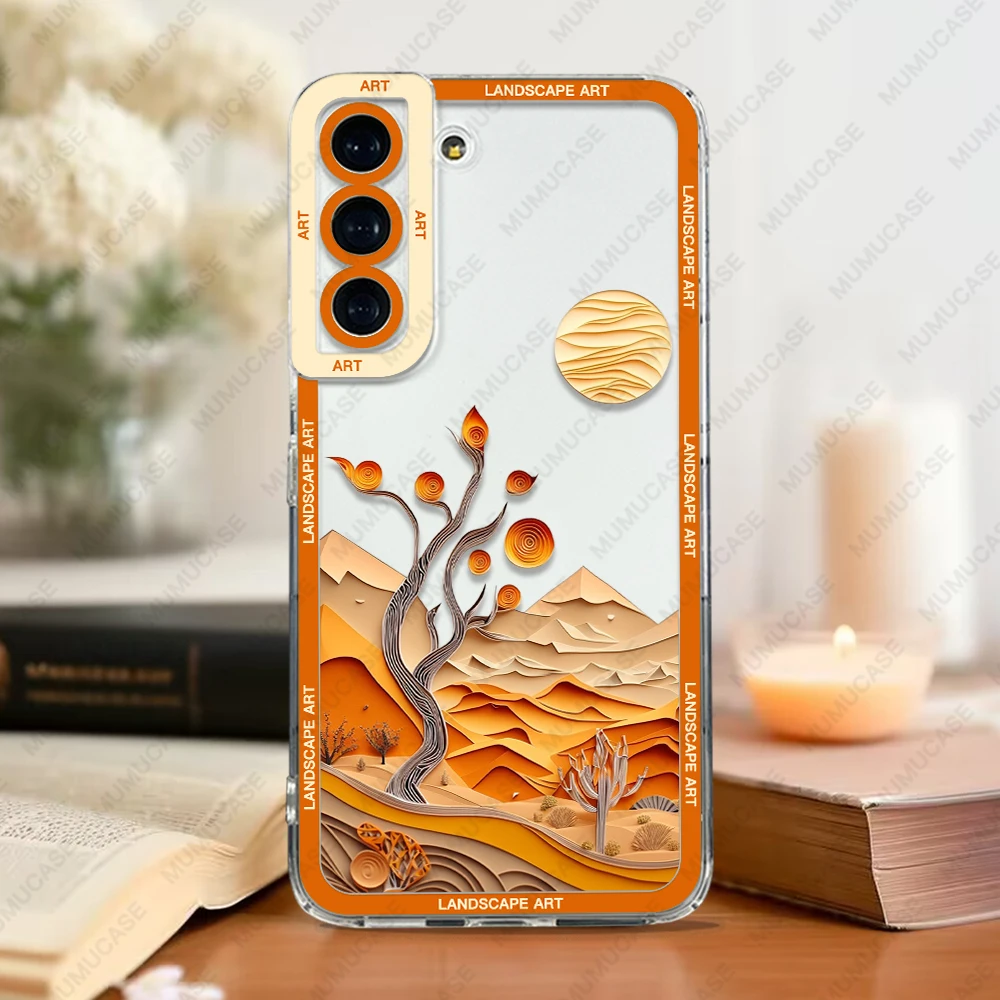 Phone Case For Samsung Galaxy S24 S20 S21 FE S22 Plus S23 Ultra A22 A54 5G A72 A34 A71 A31  Soft Cover Landscape Art Shockproof